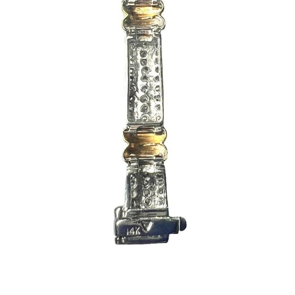 14kt Diamond Two Tone Link Tennis Bracelet (White and Yellow Gold) - Picture 5 of 5